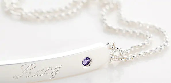 Silver bracelet with name engraving
