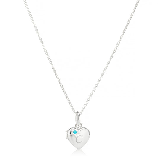 Personalized December Birthstone Turquoise Locket Necklace