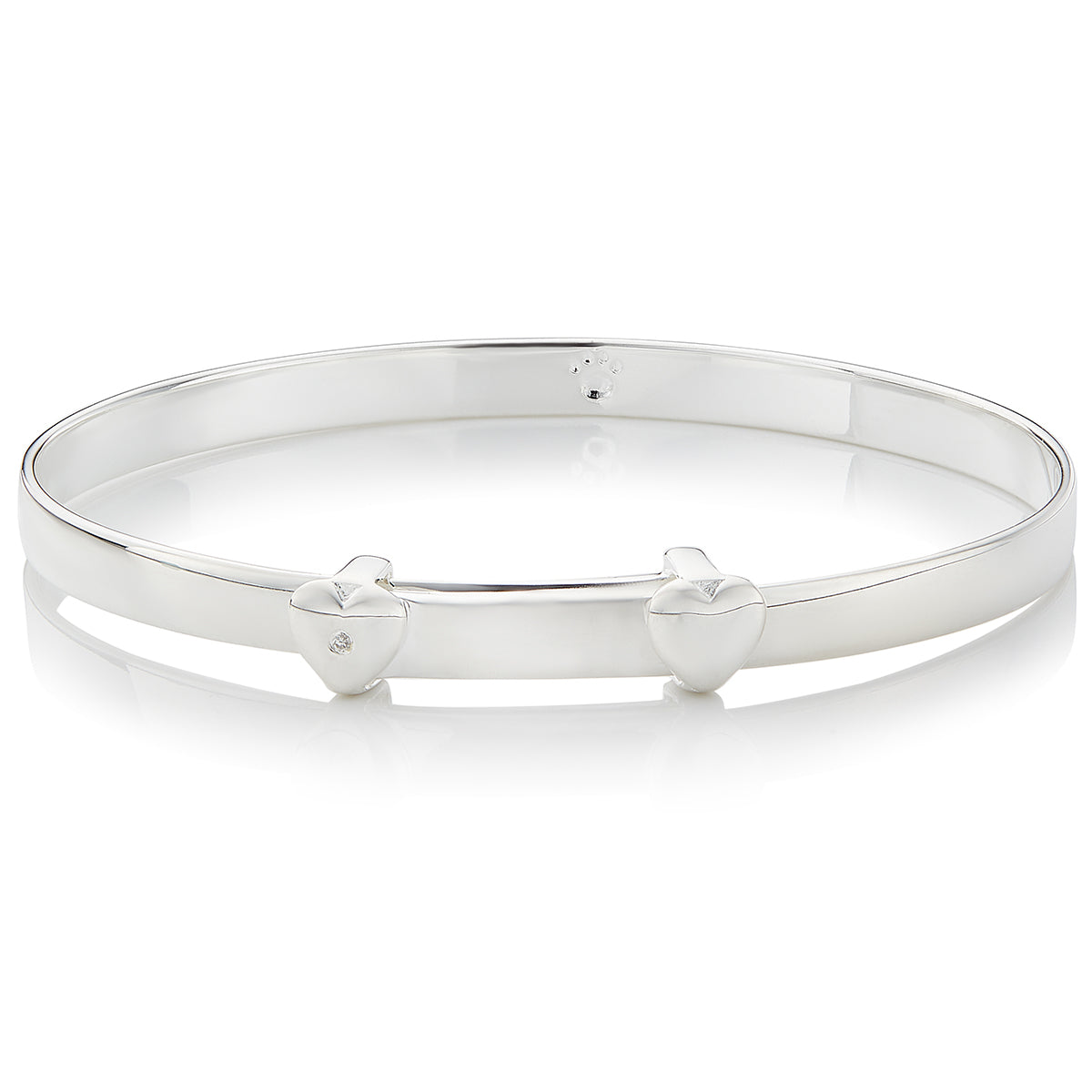 Personalized My First Diamond Baptism Baby Bangle - Sterling Silver