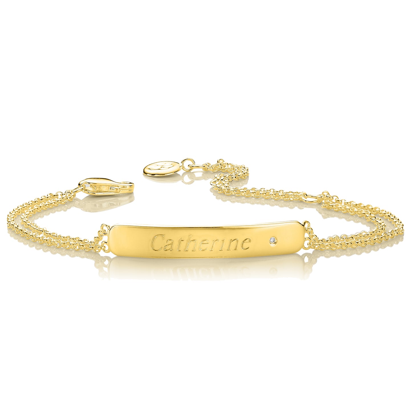 Personalized My First Diamond Identity Bracelet - Gold Plated