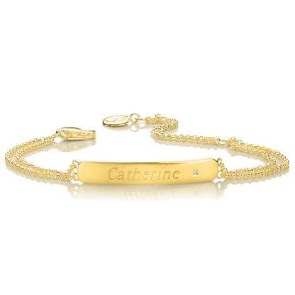 Personalized My First Diamond Identity Bracelet - Gold Plated