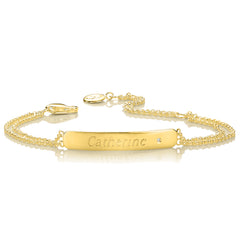 Personalized My First Diamond Identity Bracelet - Gold Plated