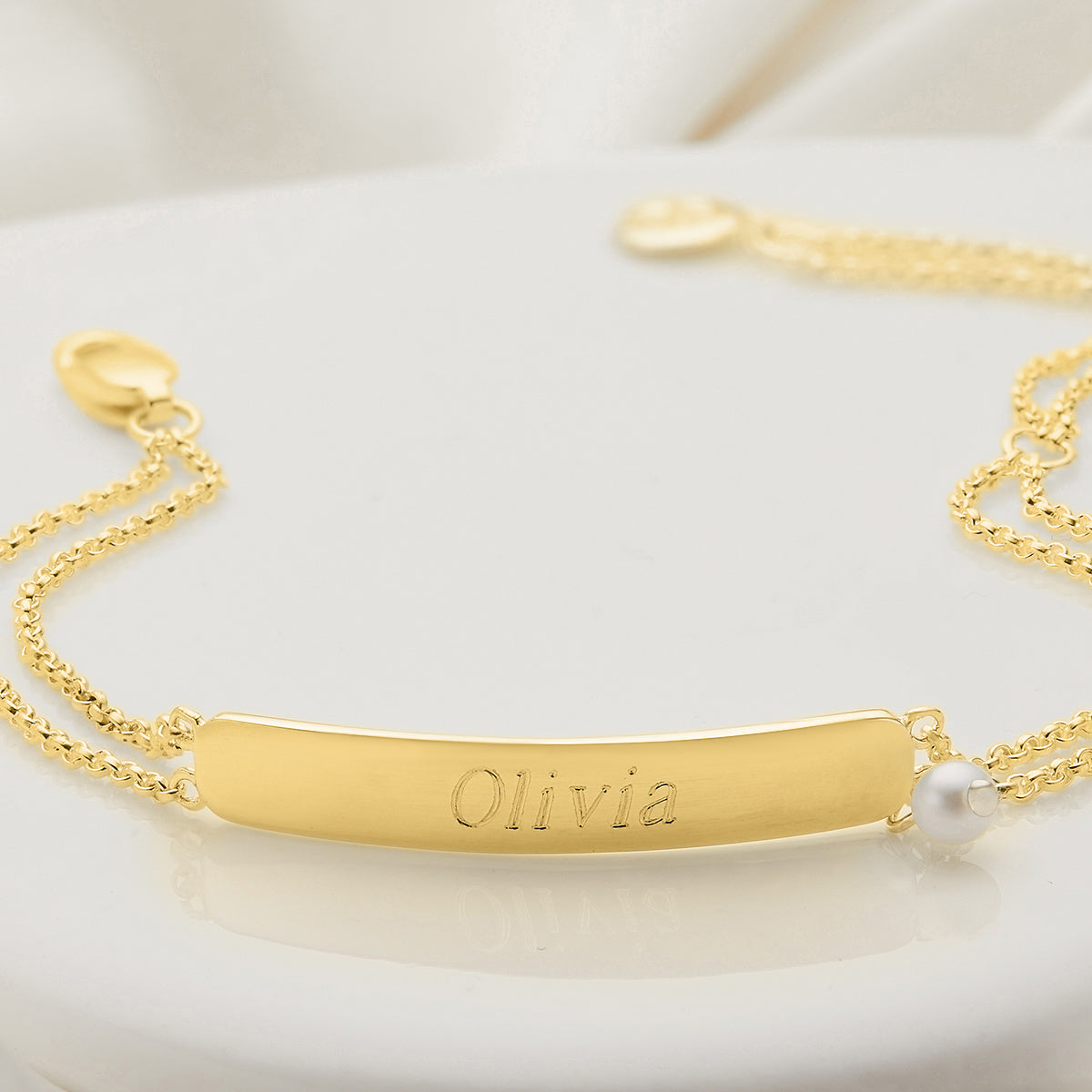 Gold Vermeil My First Pearl Identity Bracelet