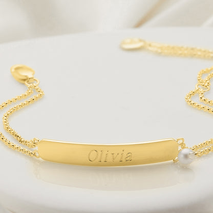 Gold Vermeil My First Pearl Identity Bracelet
