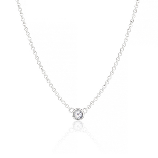 April Birthstone White Topaz Necklace