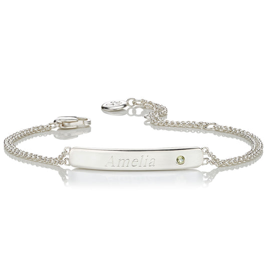 Personalized August Birthstone Peridot Bracelet