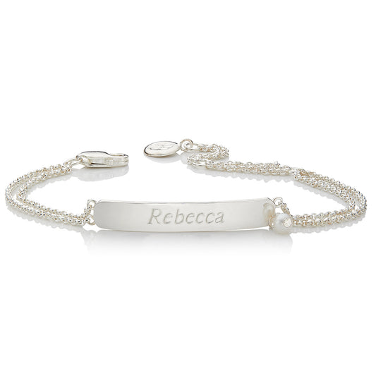 Baby's Personalized First Pearl Baptism Bracelet