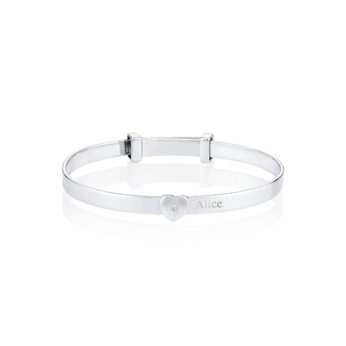 Personalized Baby Love Diamond Baby Bangle - Sterling Silver
