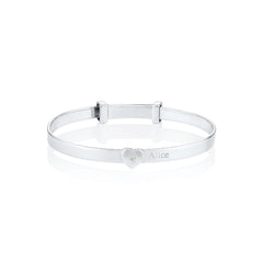 Personalized Baby Love Diamond Baby Bangle - Sterling Silver