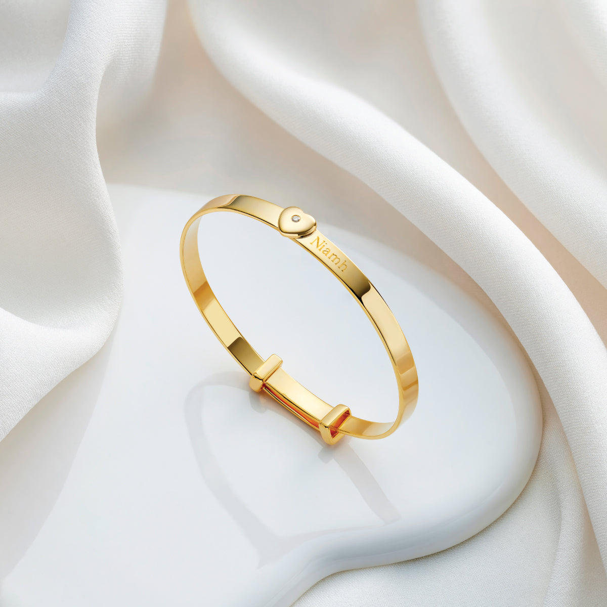 Personalized Baby Love Diamond Bangle - Gold-Plated