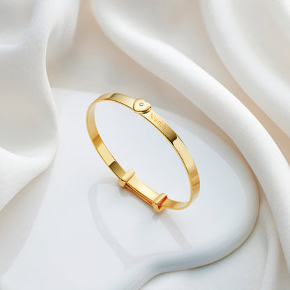 Personalized Baby Love Diamond Bangle - Gold-Plated