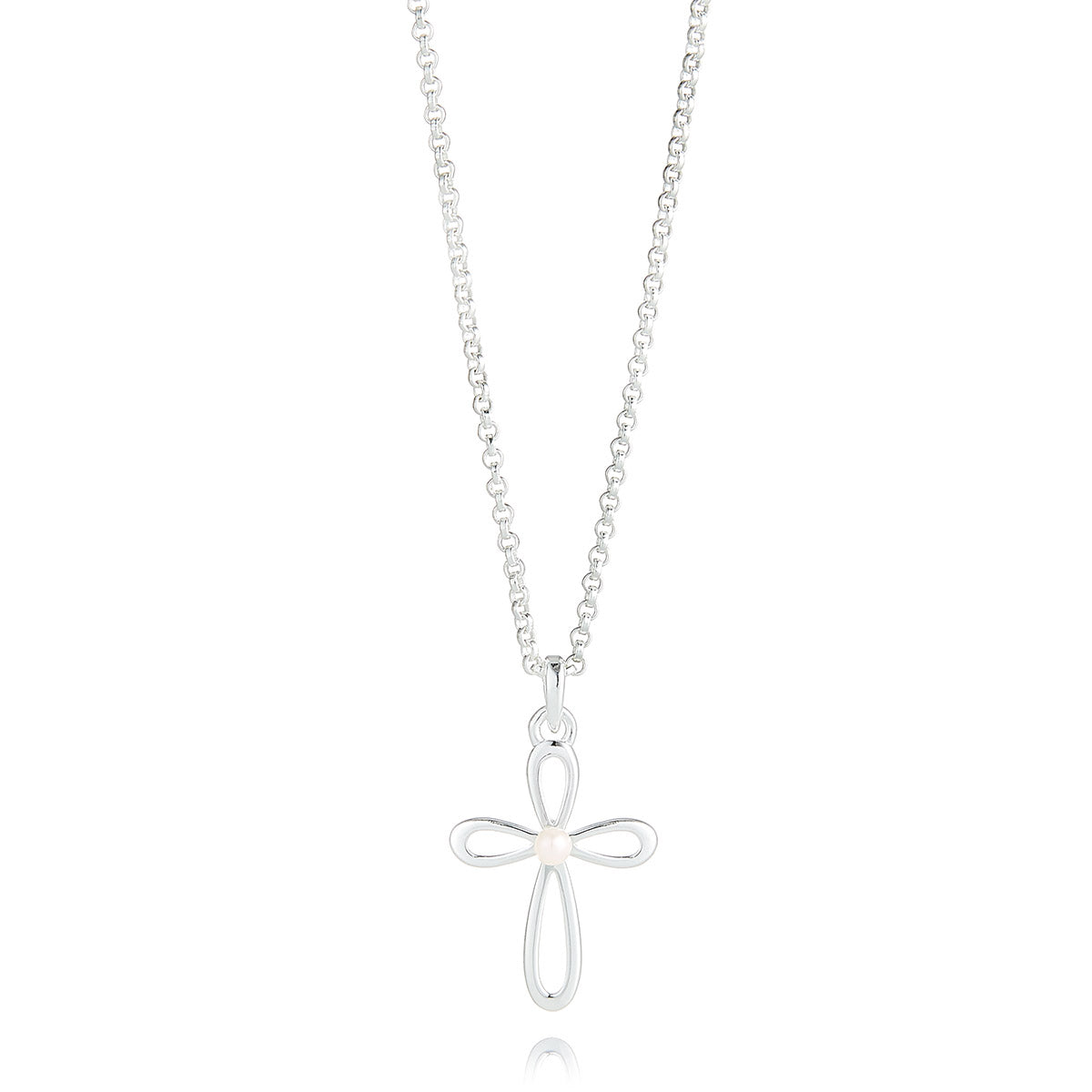 Cherish Cross Pearl Necklace - Sterling Silver