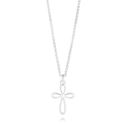 Cherish Cross Pearl Necklace - Sterling Silver