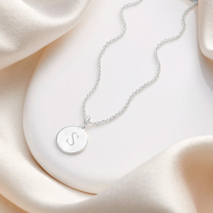 Personalized Cherish Disc Necklace - Sterling Silver