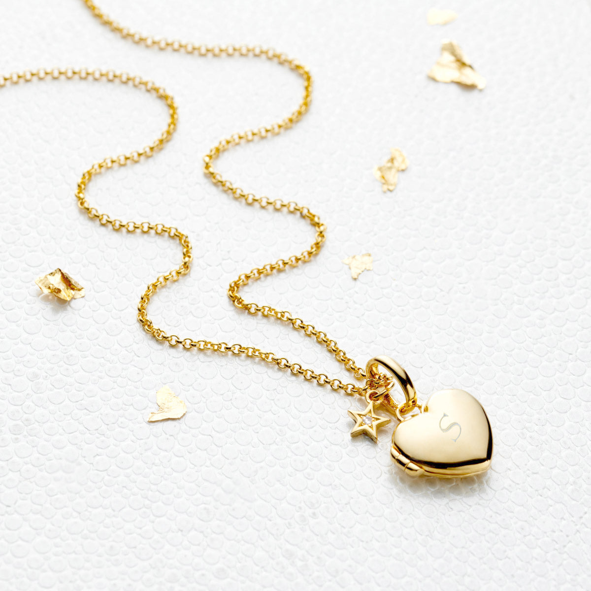 Personalized Small Heart Diamond Locket Necklace - Gold-Plated
