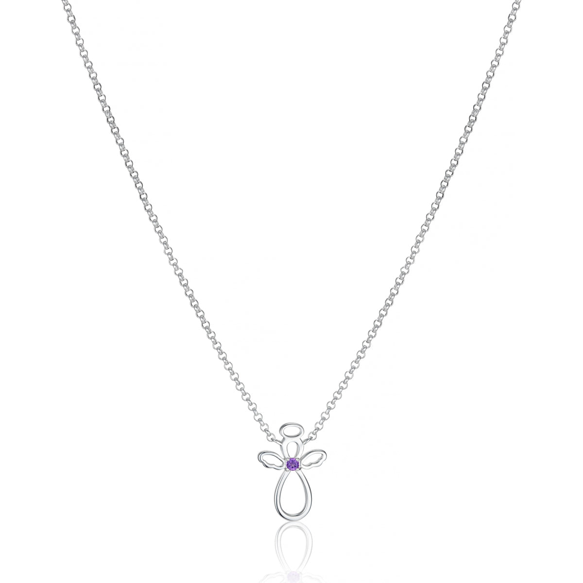 February Birthstone Guardian Angel Amethyst Necklace