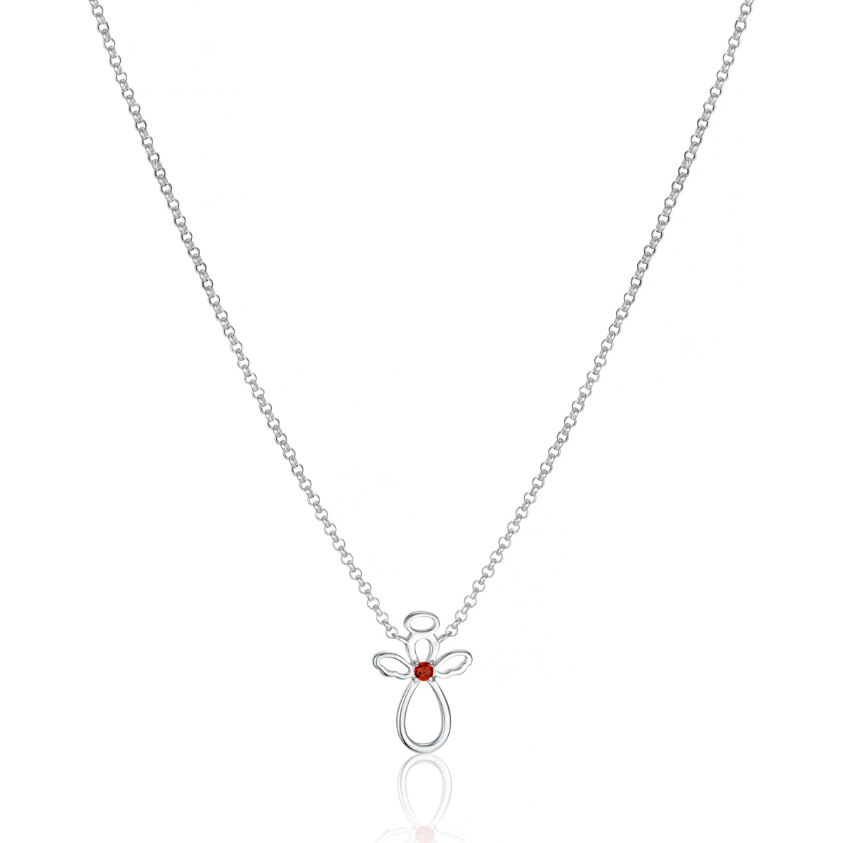 January Birthstone Guardian Angel Garnet Necklace