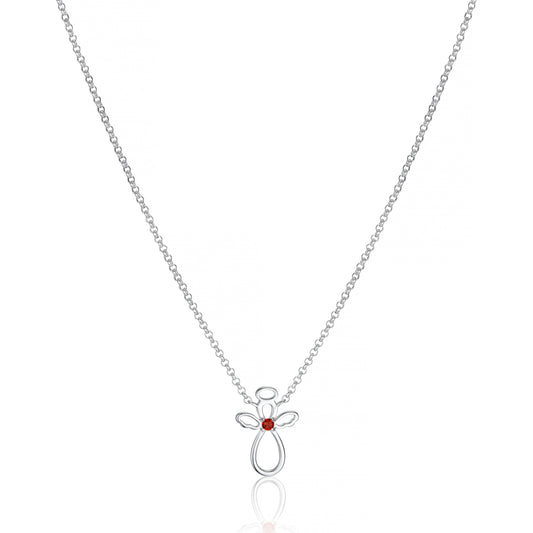 January Birthstone Guardian Angel Garnet Necklace