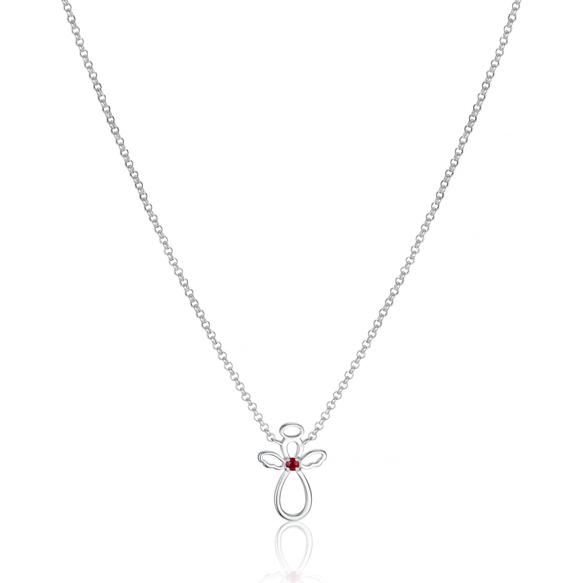 July Birthstone Guardian Angel Ruby Necklace