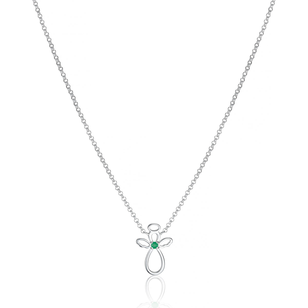 May Birthstone Guardian Angel Emerald Necklace