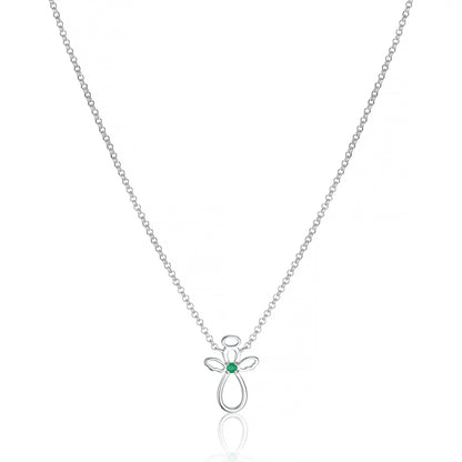 May Birthstone Guardian Angel Emerald Necklace