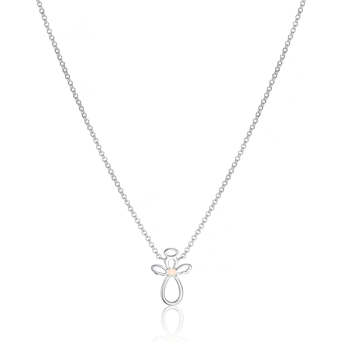 October Birthstone Guardian Angel Opal Necklace