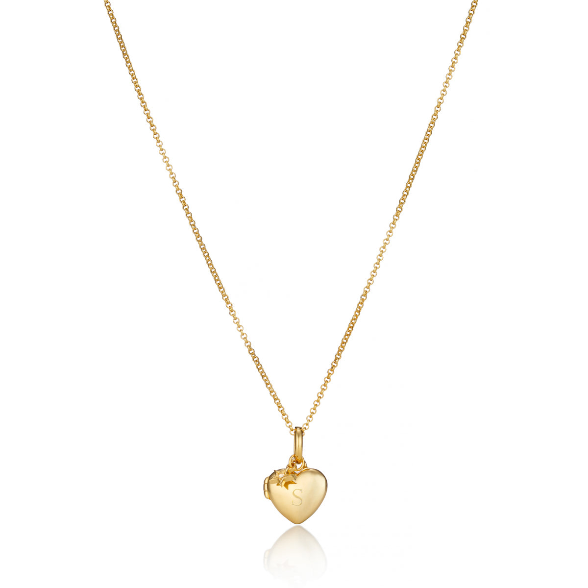 Personalized Small Heart Diamond Locket Necklace - Gold-Plated