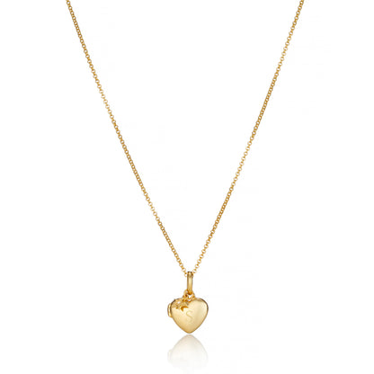 Personalized Small Heart Diamond Locket Necklace - Gold-Plated