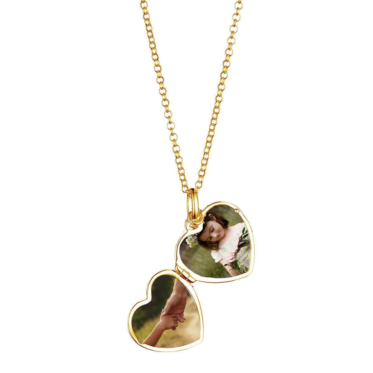 Personalized Small Heart Diamond Locket Necklace - Gold-Plated