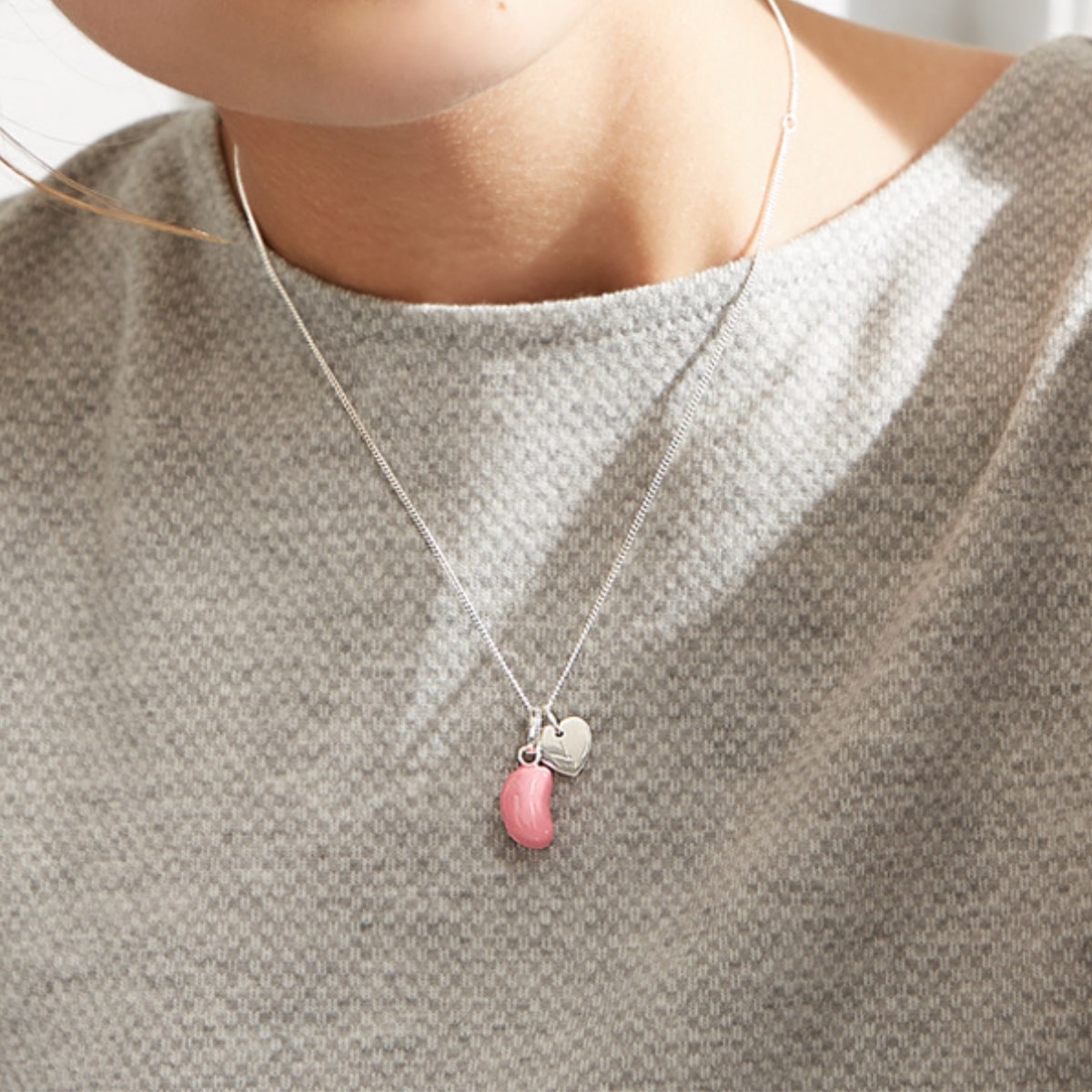 Personalized Jelly Bean Heart Strawberry Necklace