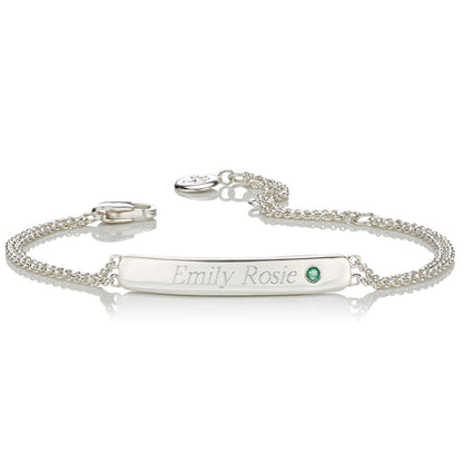 Personalized May Birthstone Emerald Bracelet