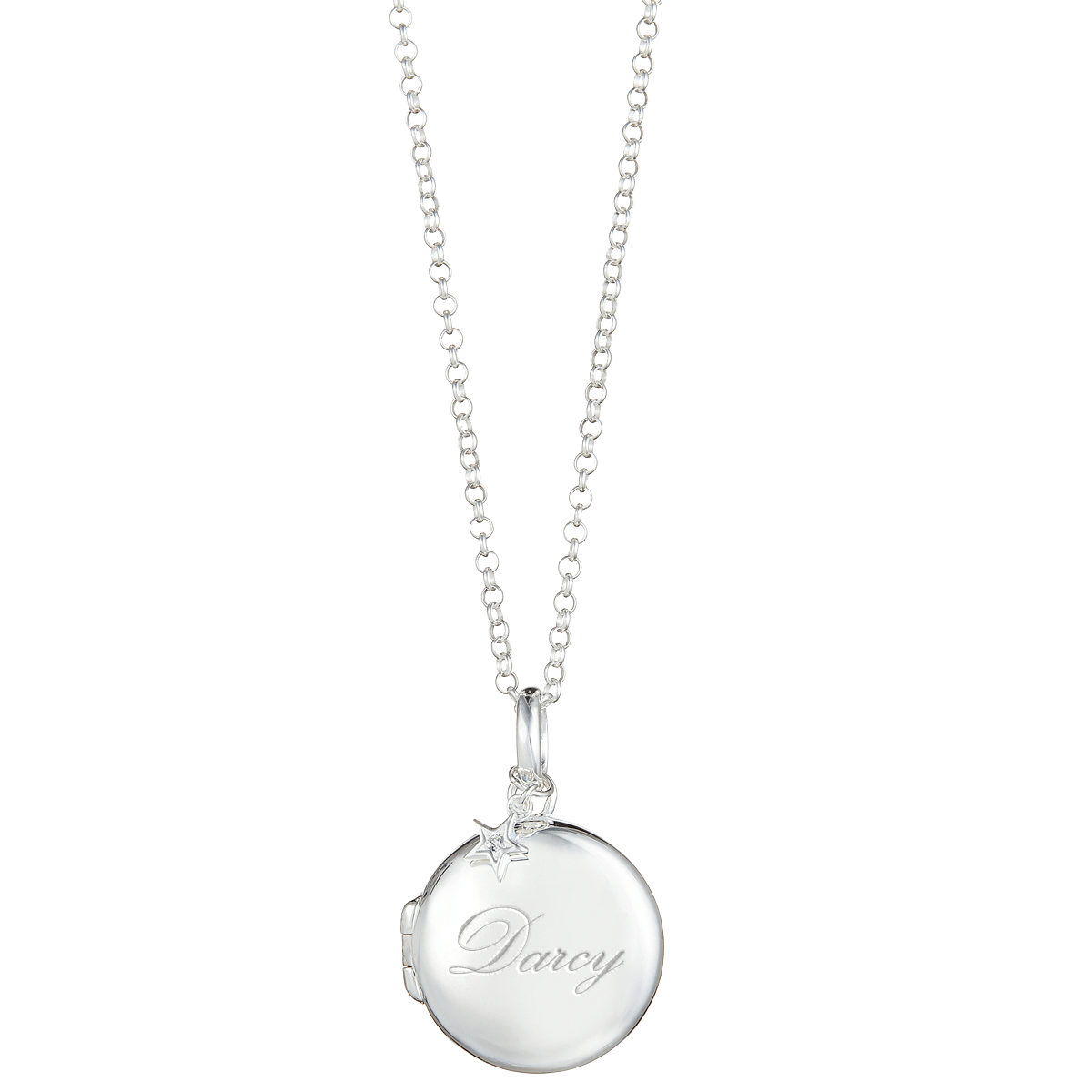 Large Personalized Round Diamond Locket Necklace