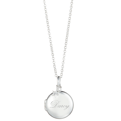 Large Personalized Round Diamond Locket Necklace