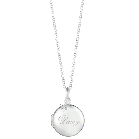 Large Personalized Round Diamond Locket Necklace