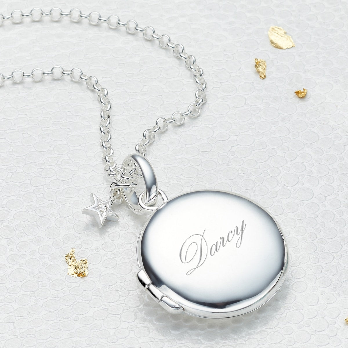 Large Personalized Round Diamond Locket Necklace