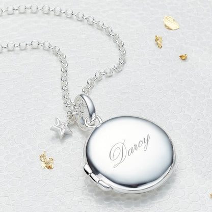 Large Personalized Round Diamond Locket Necklace