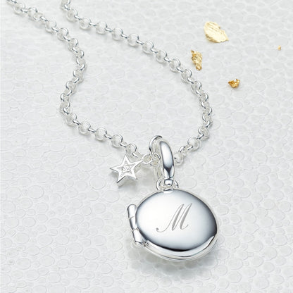 Small Personalized Diamond Locket Necklace