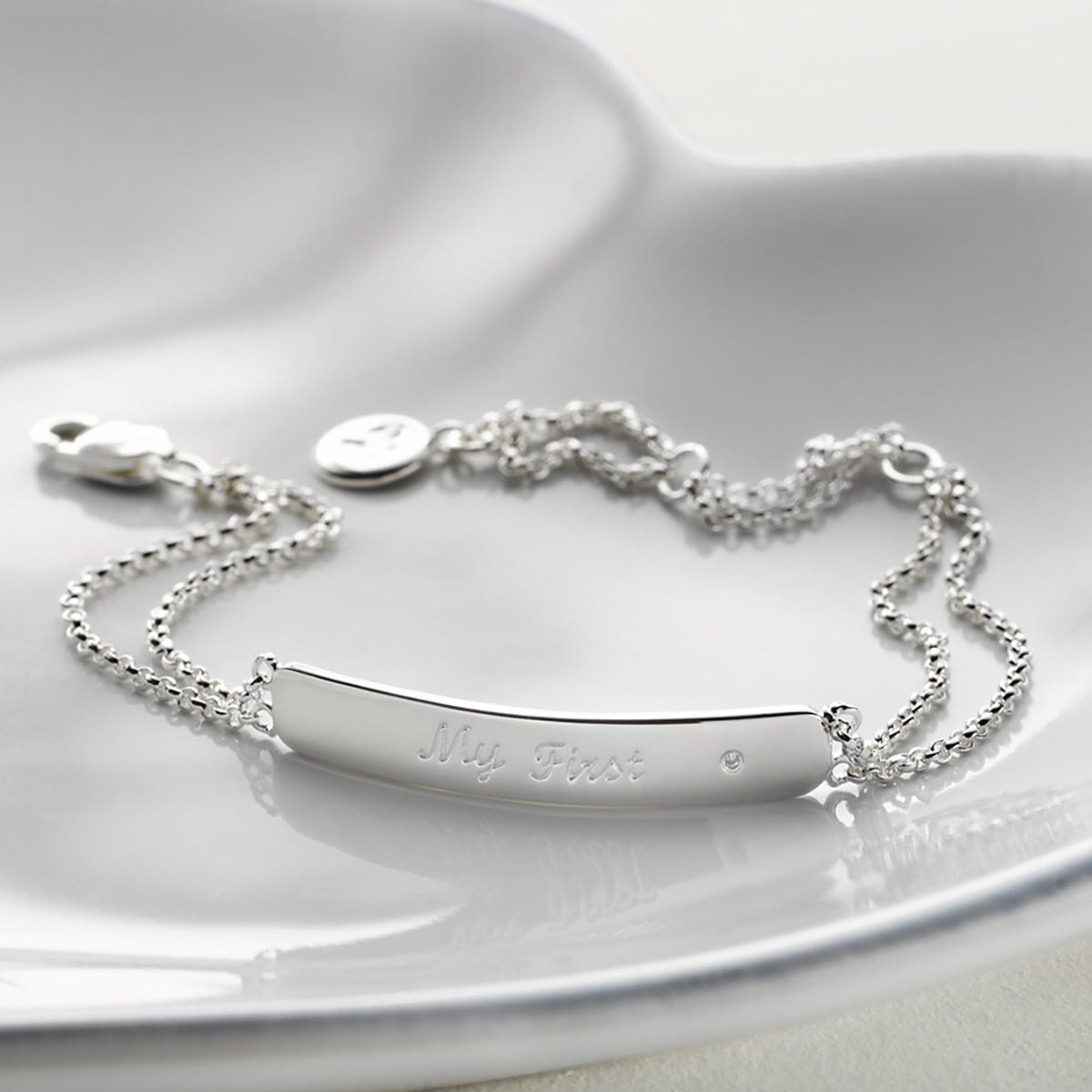 Baby's Personalized First Diamond Baptism Bracelet