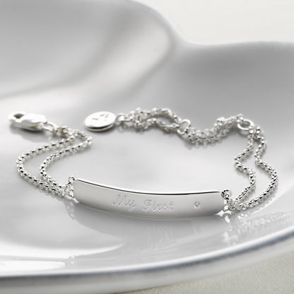 Baby's Personalized First Diamond Baptism Bracelet