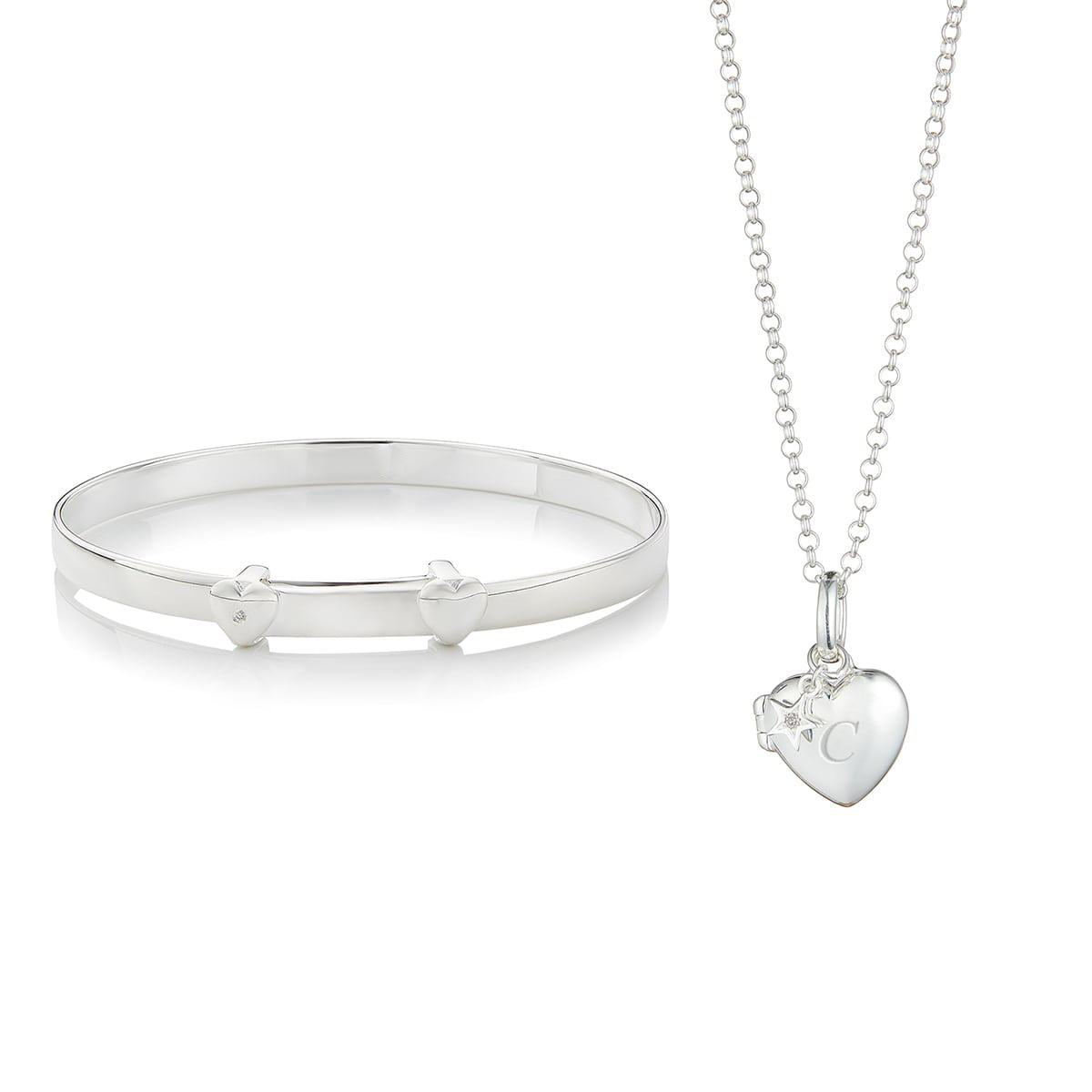 Personalized Baby's First Diamond Gift Set — Sterling Silver