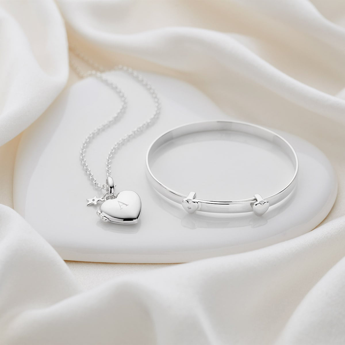Personalized Baby's First Diamond Gift Set — Sterling Silver