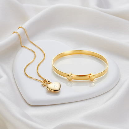 Personalized Baby's First Diamond Gift Set - Gold-Plated