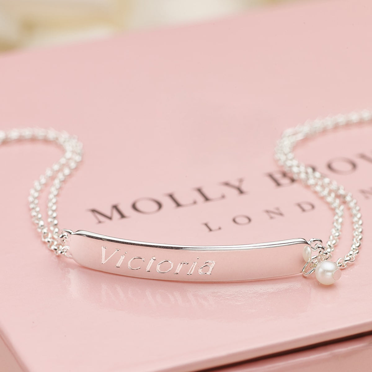 Baby's Personalized First Pearl Baptism Bracelet
