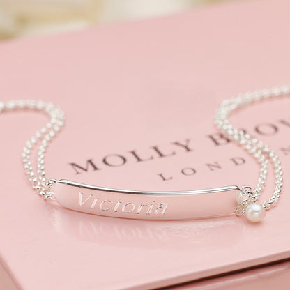 Baby's Personalized First Pearl Baptism Bracelet