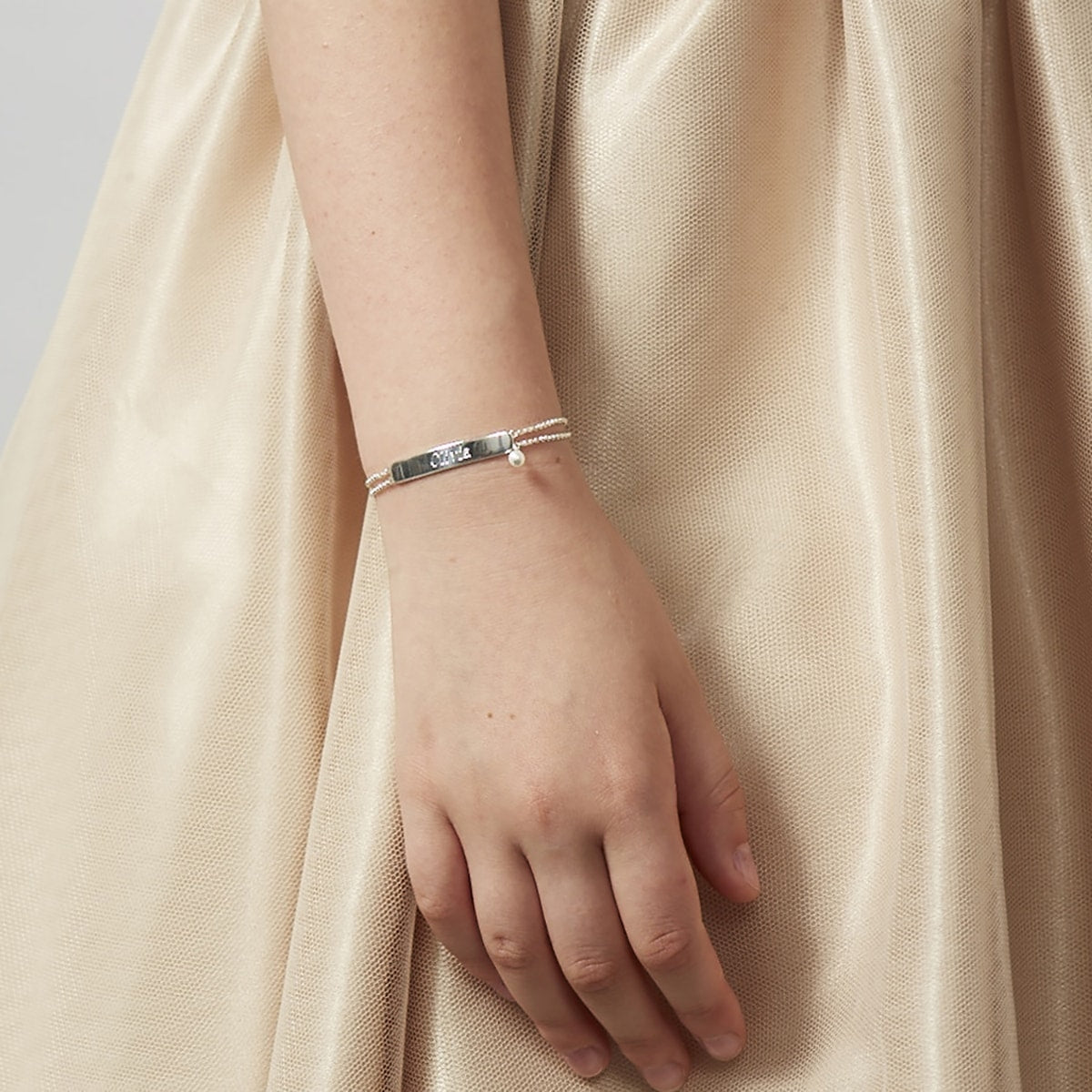 Personalized My First Pearl Bracelet — Sterling Silver
