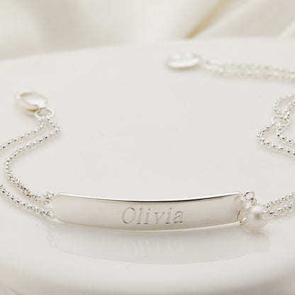 Personalized My First Pearl Bracelet — Sterling Silver