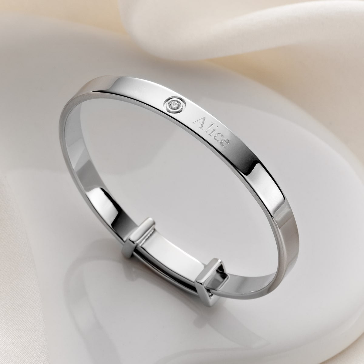 Personalized Forever Diamond Baptism Baby Bangle