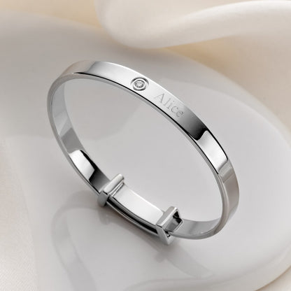 Personalized Forever Diamond Baptism Baby Bangle