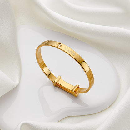 Personalized Forever Diamond Baby Bangle — Gold Plated
