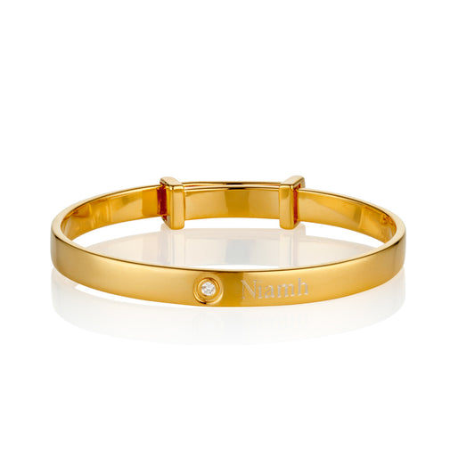 Personalized Forever Diamond Baby Bangle — Gold Plated